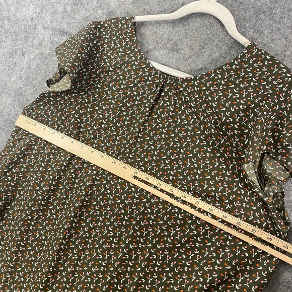 Boden Mini Dress 16 Green Floral Cynthia Ruffled A-Line Belted Plus Size - Picture 10 of 13